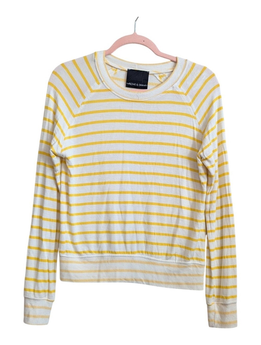 Harlowe and Graham Yellow White Striped Top X-Small XS
